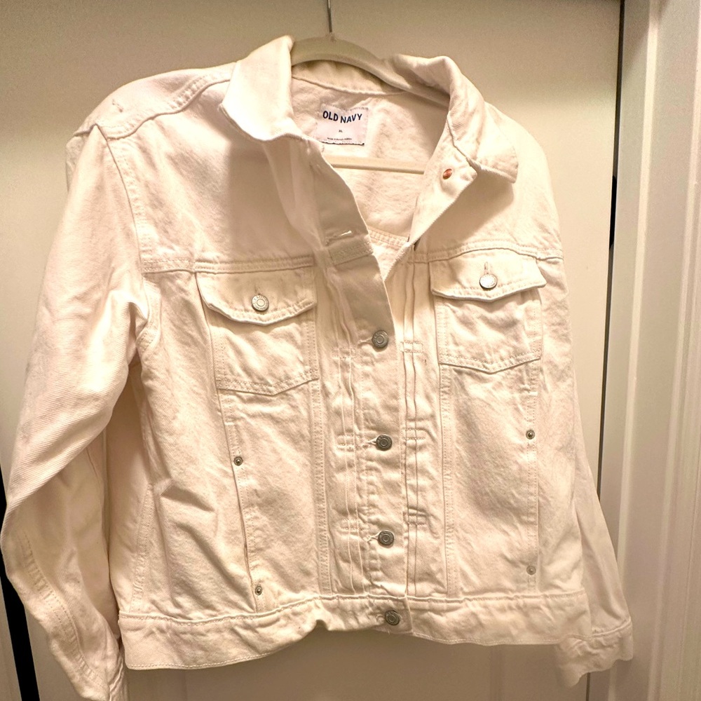 Old Navy Cropped White Denim Jacket